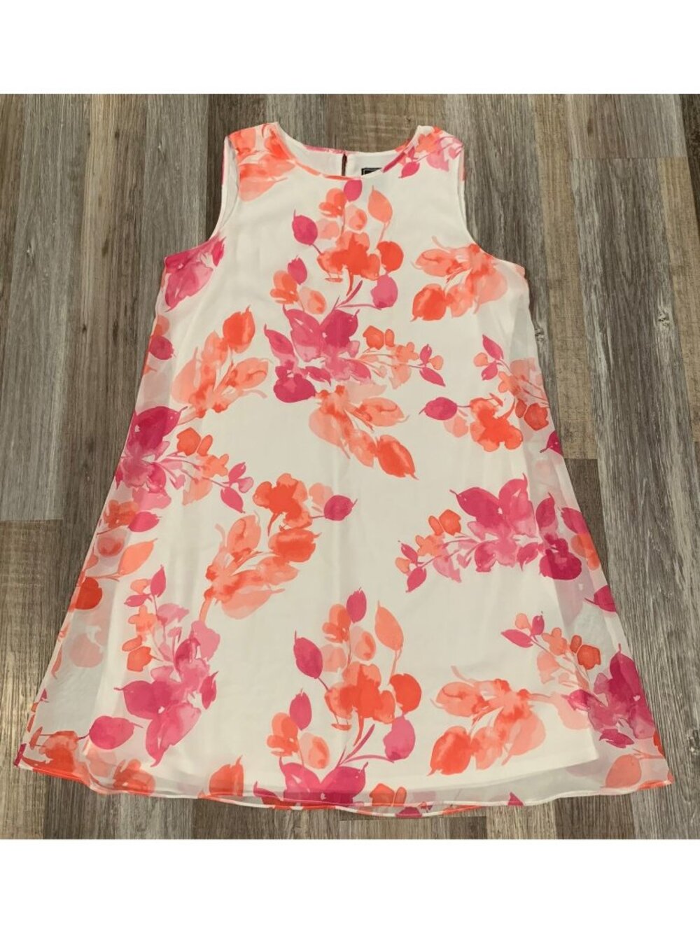 JH Jessica Howard Sleeveless Shift Dress Sz 14 Floral Lined Keyhole Pink Orange - Picture 5 of 16
